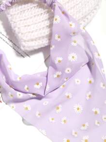 1 件雏菊头巾头带，波西米亚风弹性头巾，复古法式风格复古头带 - 淡紫色 - 查看 2