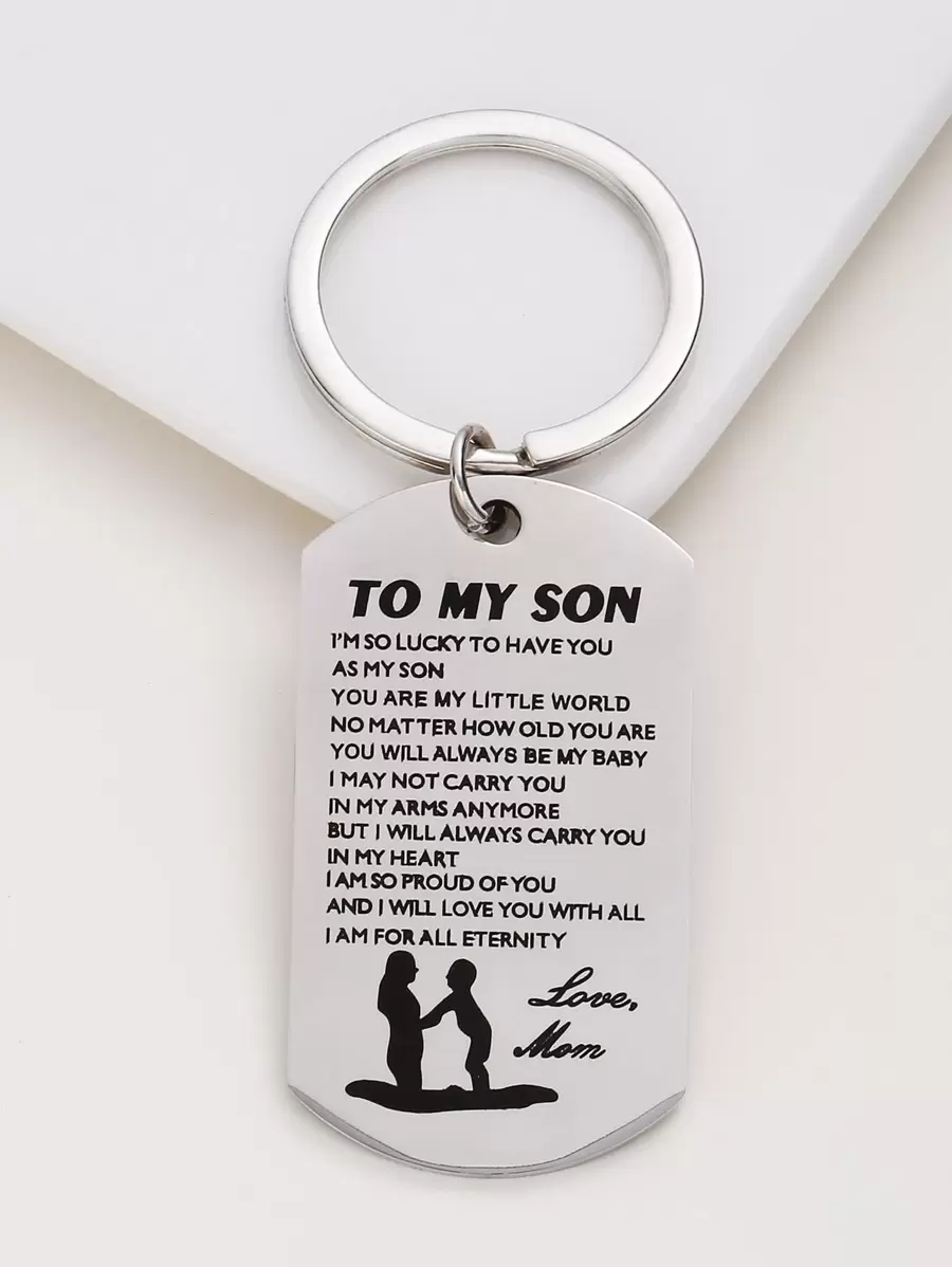 Móc khóa bằng thép không gỉ hình khẩu hiệu đường phố Phụ kiện túi xách xe hơi - Bạc - Xem 1