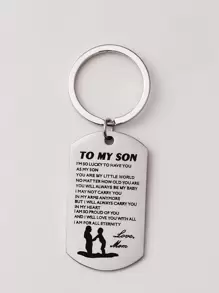 Móc khóa bằng thép không gỉ hình khẩu hiệu đường phố Phụ kiện túi xách xe hơi - Bạc - Xem 2