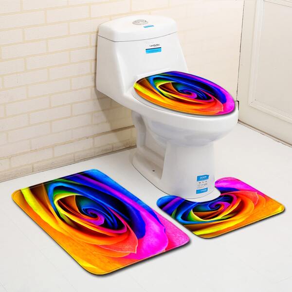 

1pc Rose Print Bath Mat, Multicolor