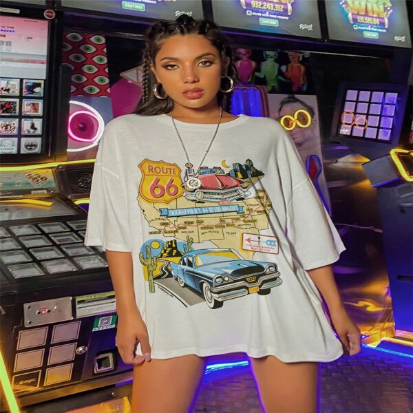 

Car And Letter Graphic Oversized Tee, White