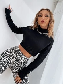 Áo len màu trơn Giải trí - màu đen - Xem 3