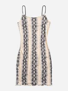 SHEIN Snakeskin Print Bodycon Dress - Multicolor - View 4