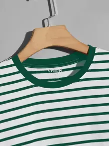 Hombres Camiseta de rayas ribete en contraste - Multicolor - Ver 4
