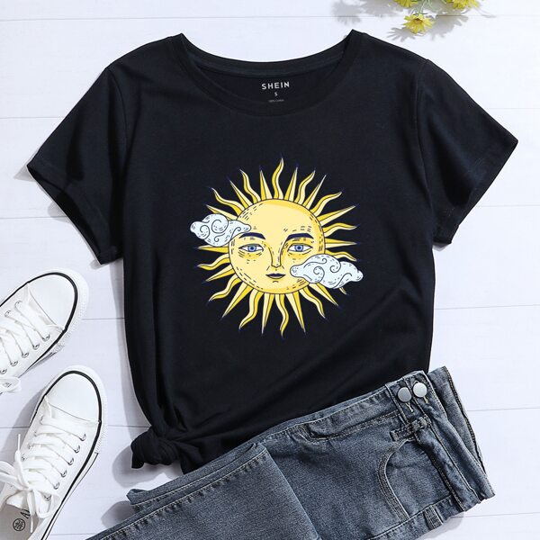 

Cloud And Sun Print Tee, Black