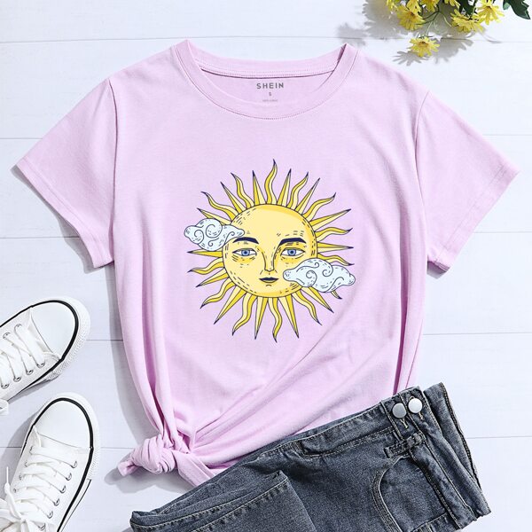 

Cloud And Sun Print Tee, Lilac purple