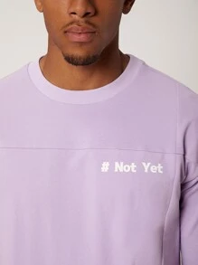 Manfinity Unisex 1pc Letter Graphic Drop Shoulder Loose Tee - Mauve Purple - View 3