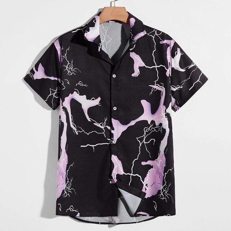 

Lightning Graphic Button Front Shirt, Multicolor