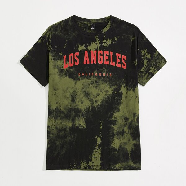 

Men Letter Graphic Tie Dye Tee, Multicolor