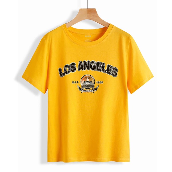 

Letter & Car Print Tee, Yellow