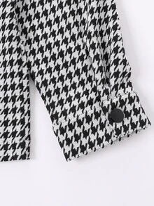 Boys Houndstooth Flap Detail Drop Shoulder Coat - Black and White - View 4