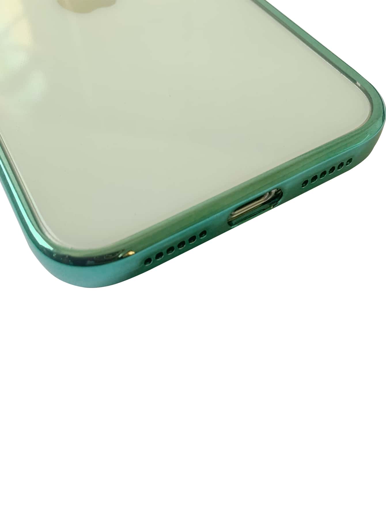 1pc Solid Color Translucent TPU Soft Shell Plating Straight Edge Precision Hole Phone Case Compatible With IPhone - Green - View 3