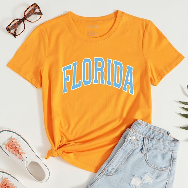 

Letter Graphic Crew Neck Tee, Orange