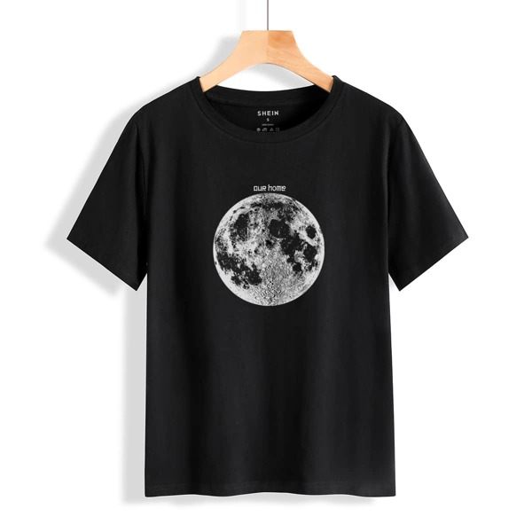 

Planet And Letter Graphic Tee, Black