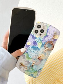 Flower Oil Painting Hand Strap Phone Case - Multicolor - View 2