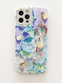 Flower Oil Painting Hand Strap Phone Case - Multicolor - View 3