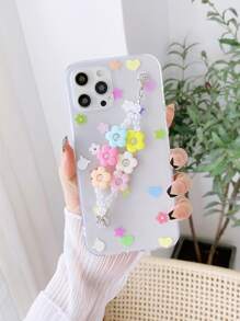 Flower Hand Strap Clear Phone Case - Clear - View 1
