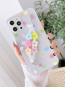 Flower Hand Strap Clear Phone Case - Clear - View 2