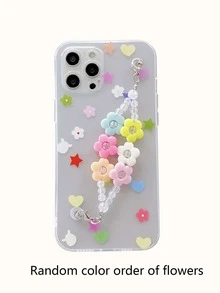 Flower Hand Strap Clear Phone Case - Clear - View 3