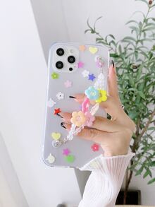 Flower Hand Strap Clear Phone Case - Clear - View 4