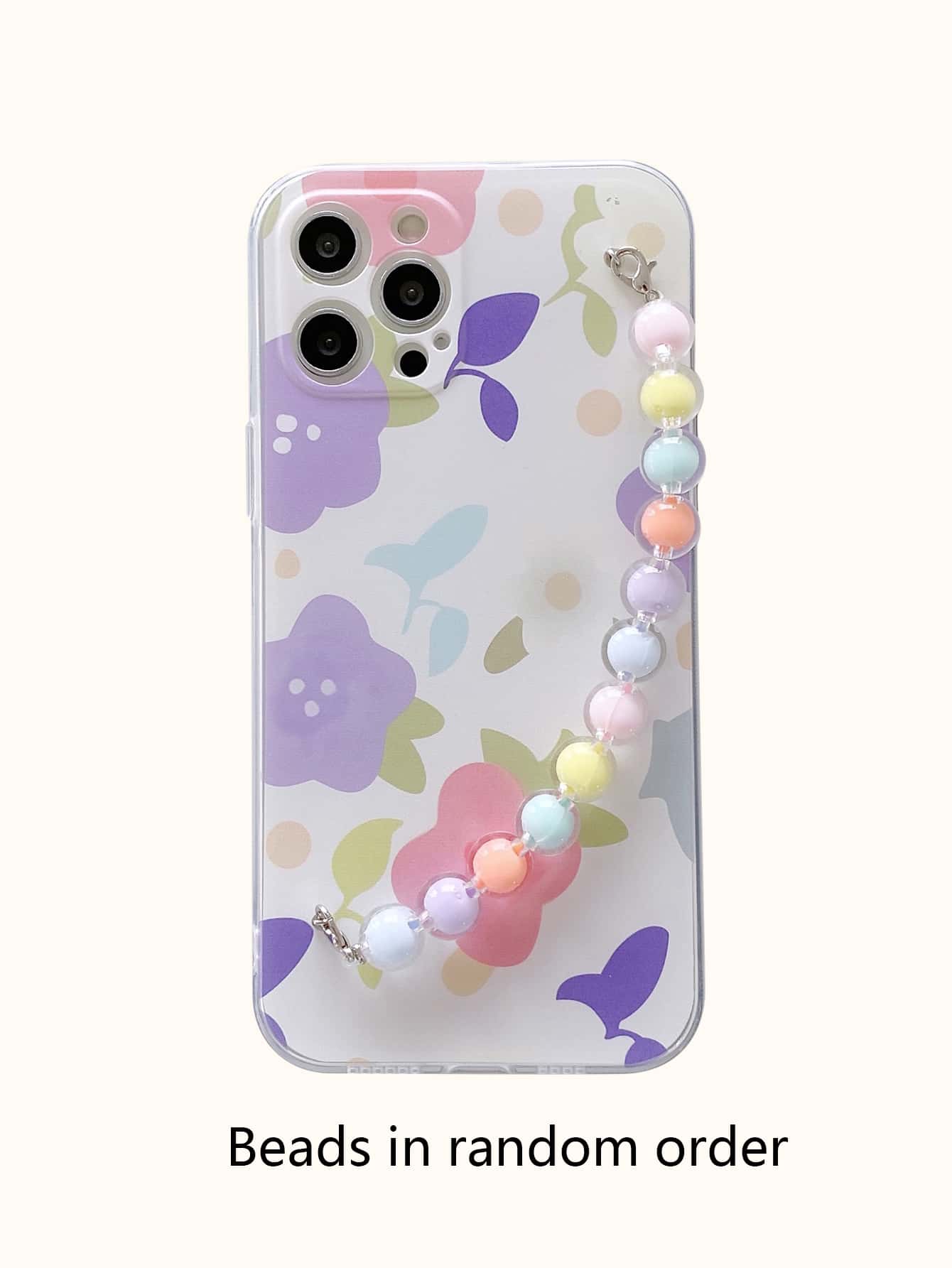 Flower Painted Hand Strap Phone Case - Multicolor - View 4