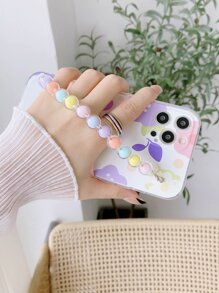 Flower Painted Hand Strap Phone Case - Multicolor - View 5