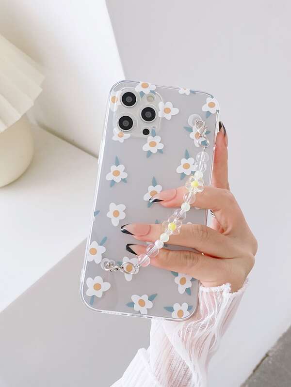 Flower Pattern Hand Strap Phone Case