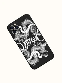 Dragon & Snake Print Phone Case - Black - View 2