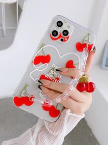 Summer 1pc Cherry Fruit Design Hand Strap Phone Case Compatible With Iphone 15/15 Pro/15 Plus/15 Pro Max/14/14 Plus/14 Pro/14 Pro Max/11 Pro Max/12/12 Pro/12 Pro Max/13/13 Pro/13 Pro Max/11/11 Pro Samsung S24uu, S24+, S24 Phone Case - Red - View 4