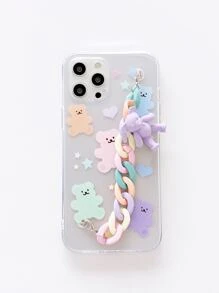 Bear Chain Strap Phone Case, With Full Coverage Wrist Strap, Compatible With Iphone 15/15 Pro/15 Plus/15 Pro Max/14/14 Plus/14 Pro/14 Pro Max/11 Pro Max/12/12 Pro/12 Pro Max/13/13 Pro/13 Pro Max/11/11 Pro, Compatible With Samsung S24uu, S24+, S24 Protective Case,International Version, Not The Domestic Version - Multicolor - View 2