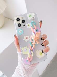 Funda de celular con dibujos animados con tira de cadena