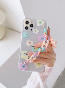 Funda de celular con dibujos animados con tira de cadena