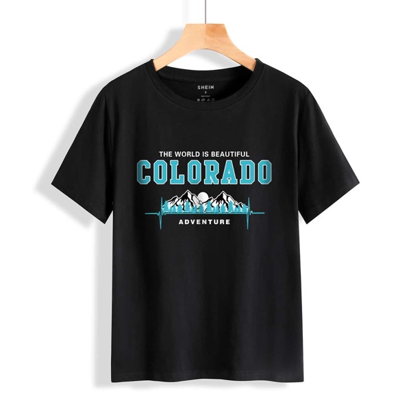 

Mountain And Slogan Graphic Tee, Black