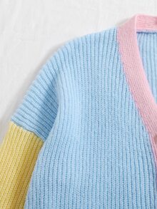 Single Breasted Colorblock Cardigan - Multicolor - View 5