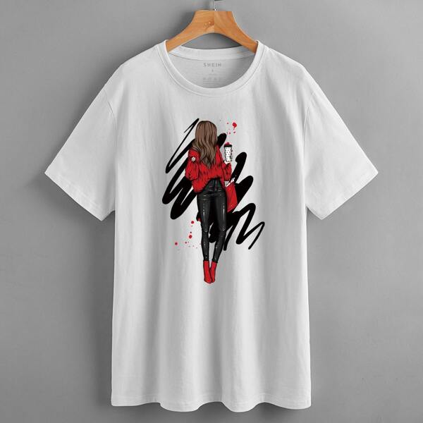 

Figure Graphic Round Neck Tee, White