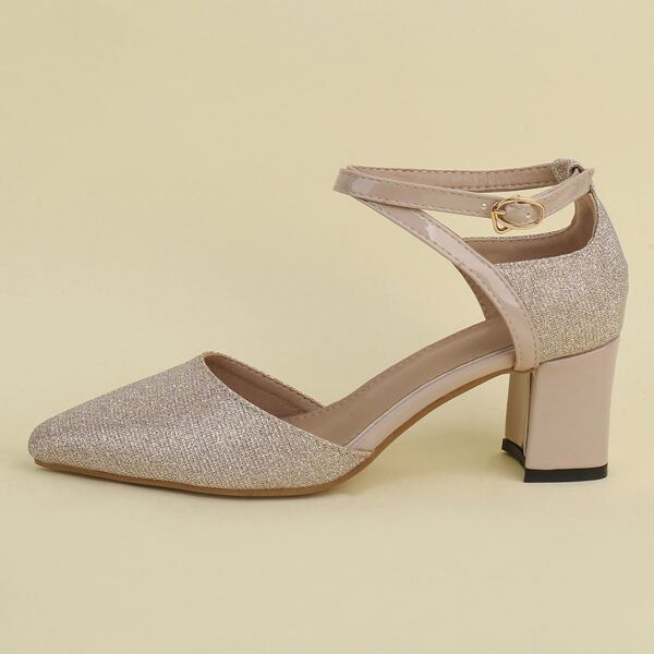 

Minimalist Glitter Point Toe Court Pumps, Champagne