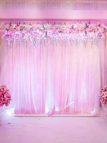 1pc-48cm*9m Organza Wedding Party Decoration, Party Decor, Holiday Decor, Staircase Sheer, Chair Back Sheer, Decorative Sheer,Christmas - Pink - View 4