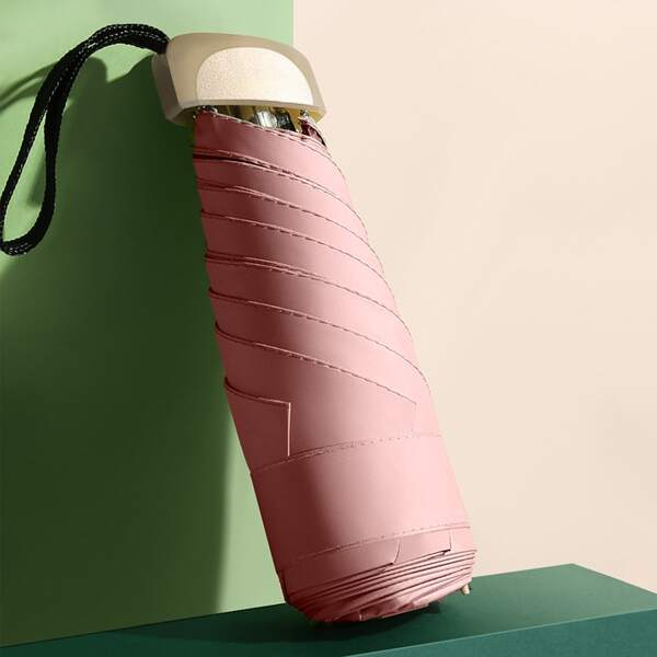

1pc Plain Mini UV Protection Umbrella, Pink