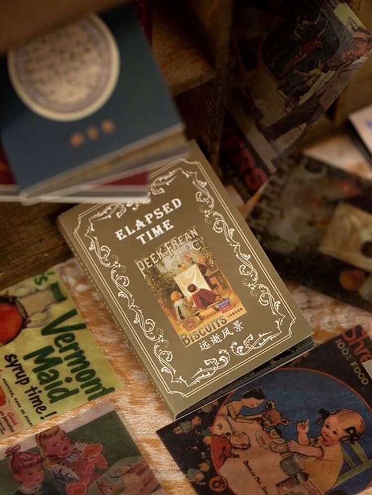 1 Stück zufälliges Materialpapier mit Vintage Muster - Verschiedenfarbig - Übersicht 5