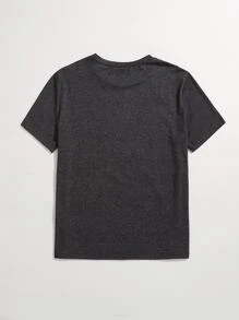 SHEIN Unity Abstract Sun And Moon Print Tee - Dark Grey - View 2