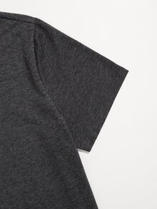 SHEIN Unity Abstract Sun And Moon Print Tee - Dark Grey - View 3