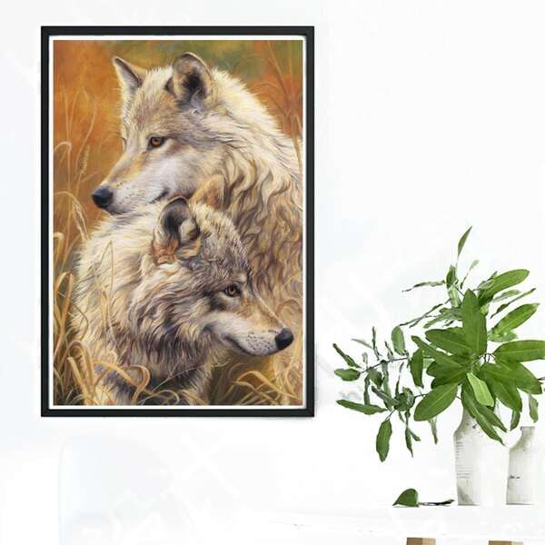 

Wolf Print DIY Diamond Unframed Painting, Multicolor