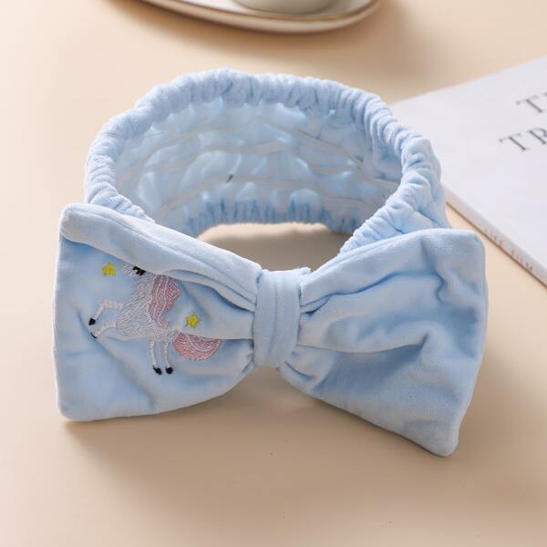 

Unicorn Embroidery Bath Headband, Baby blue