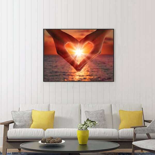 

Heart Print DIY Diamond Unframed Painting, Multicolor