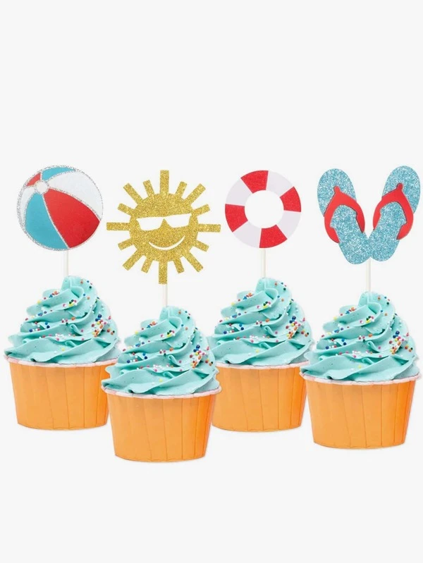 12 Pieces Decoration De Gateau De Fete De Plage Mode En Ligne Shein France