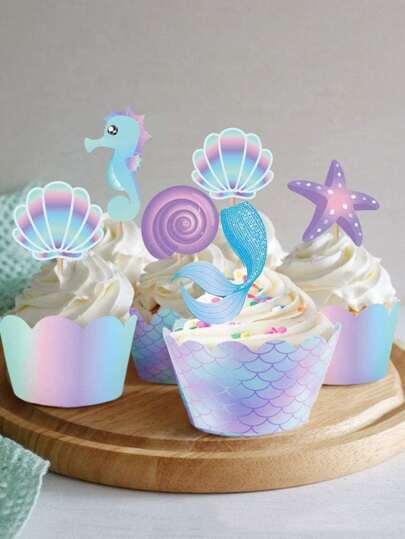 20入組紙杯蛋糕蓋和20入組紙包裝紙