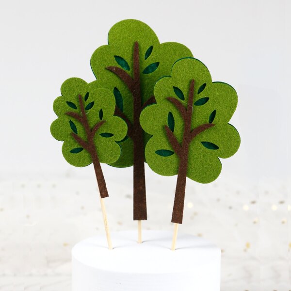 

3pcs Tree Shaped Cake Topper, Multicolor