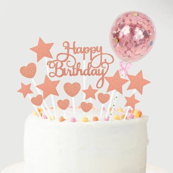 

12pcs Glitter Cake Topper, Rose gold