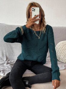 SHEIN Essnce Jersey unicolor de hombros caídos