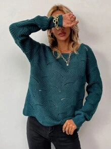 SHEIN Essnce Jersey unicolor de hombros caídos